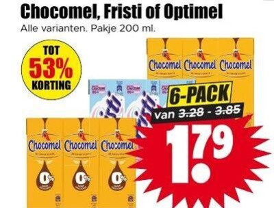 Fristi   drinkyoghurt, chocolademelk folder aanbieding bij  Dirk - details