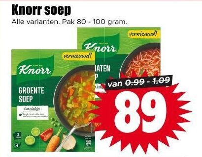 knorr soep 80 100 pak vernieuwd laten groente folder aanbieding bij Dirk Knorr soep folder aanbieding bij Dirk - details