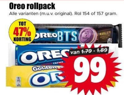 oreo biscuit 99 original rol creme golden folder aanbieding bij Dirk Oreo biscuits folder aanbieding bij Dirk - details