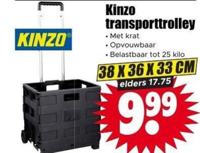 boodschappenkrat 25 33 36 kinzo transporttrolley krat opvouwbaar belastbaar kilo cm elders folder aanbieding bij Dirk