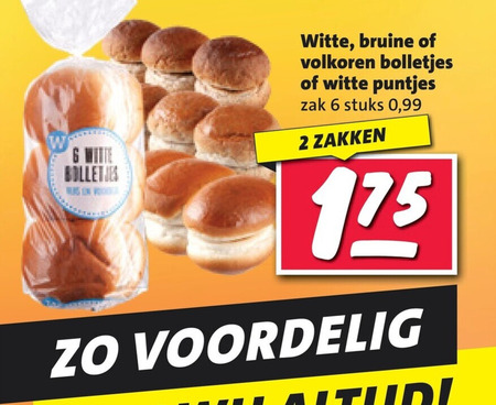 bolletjes 2 6 witte bruine volkoren puntjes zak stuks 99 zakken folder aanbieding bij Nettorama