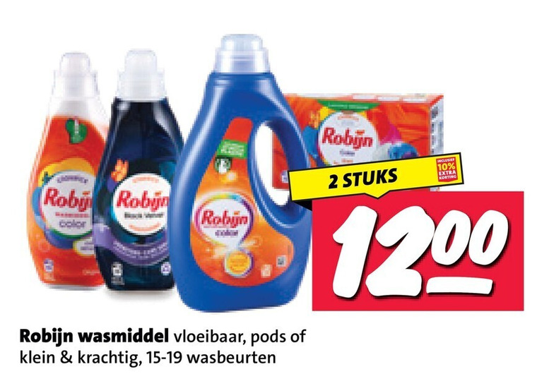 robijn wasmiddel 2 color vloeibaar klein wasbeurten stuks folder aanbieding bij Nettorama Robijn wasmiddel folder aanbieding bij Nettorama - details