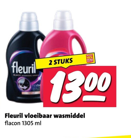fleuril wasmiddel 2 10 stuks vloeibaar flacon ml folder aanbieding bij Nettorama Fleuril wasmiddel folder aanbieding bij Nettorama - details