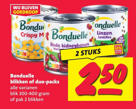bonduelle groenteconserven bonen 2 10 crispy linzen lentilles rode kidneybonen stuks blikken duo blik pak folder aanbieding bij Nettorama Bonduelle bonen, groenteconserven folder aanbieding bij Nettorama - details