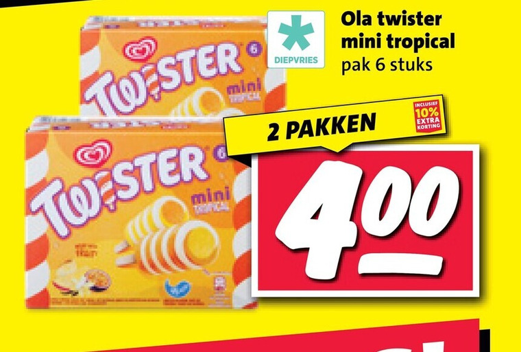 ola ijslollies 2 6 10 mini diepvries twister tropical pak stuks pakken folder aanbieding bij Nettorama Ola ijslollies folder aanbieding bij Nettorama - details