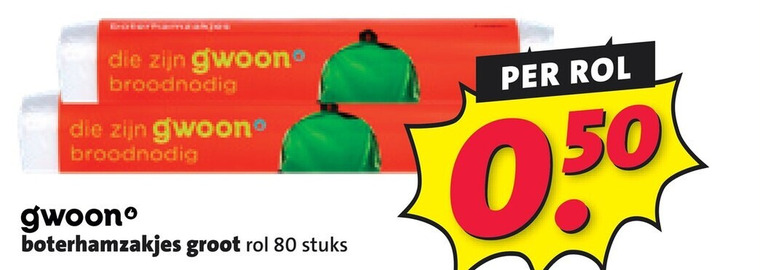 gwoon boterhamzakjes 80 rol stuks folder aanbieding bij Nettorama Gwoon boterhamzakjes folder aanbieding bij Nettorama - details