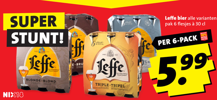 leffe speciaalbieren 6 30 super wow blonde blond triple tripel bier pak pack to 5.99 nix18 folder aanbieding bij Boni Leffe speciaalbier folder aanbieding bij Boni - details