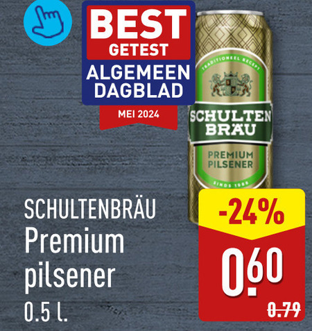 schultenbrau blikjes bier 1 best getest dagblad premium pilsener 060 folder aanbieding bij Aldi Schultenbrau blikje bier folder aanbieding bij Aldi - details