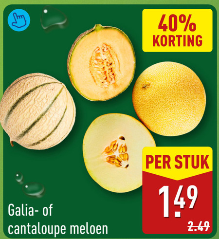 meloen 40 galia cantaloupe stuk folder aanbieding bij Aldi