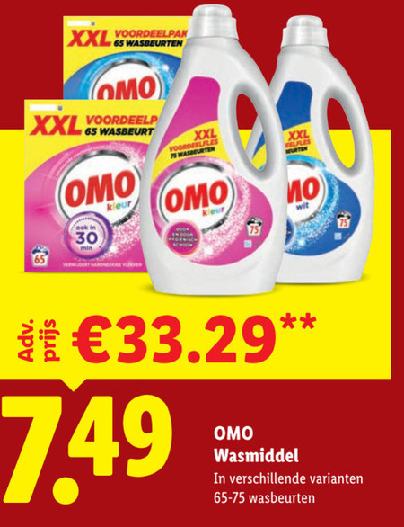 omo wasmiddel 30 65 xxl wasbeurten wasbeurt kleur wit 65-75 folder aanbieding bij Lidl Omo wasmiddel folder aanbieding bij Lidl - details