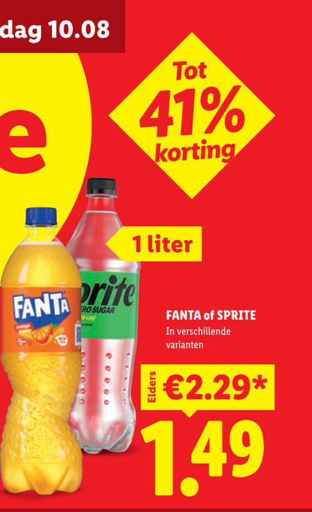 fanta sprite frisdrank 1 sugar liter elders folder aanbieding bij Lidl Sprite frisdrank folder aanbieding bij Lidl - details