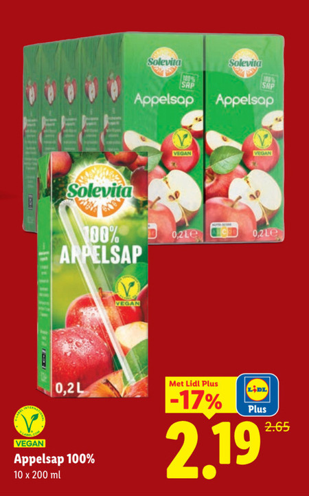 fruitdrank 10 100 200 solevita sap appelsap ml folder aanbieding bij Lidl