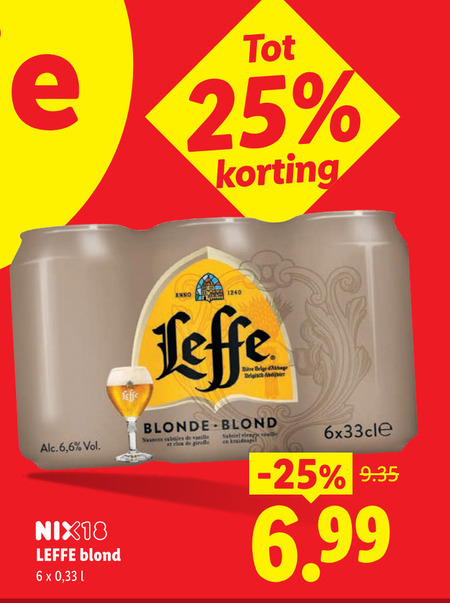 leffe blikjes bier 6 25 anno belge belgisch blonde blond villeroy nuances vanille clos nix18 folder aanbieding bij Lidl Leffe blikje bier folder aanbieding bij Lidl - details