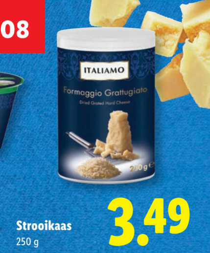 geraspte kaas 250 formaggio dried grated hard cheese strooikaas folder aanbieding bij Lidl