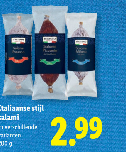 italiamo salami 200 salame piccante milano italiaanse stijl folder aanbieding bij Lidl Italiamo salami folder aanbieding bij Lidl - details