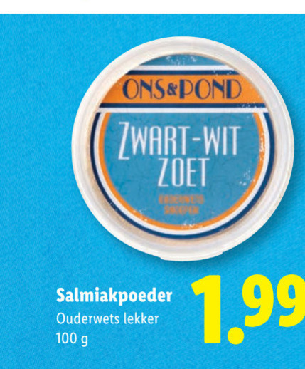 snoep 100 pond zwart wit zoet salmiakpoeder ouderwets folder aanbieding bij Lidl