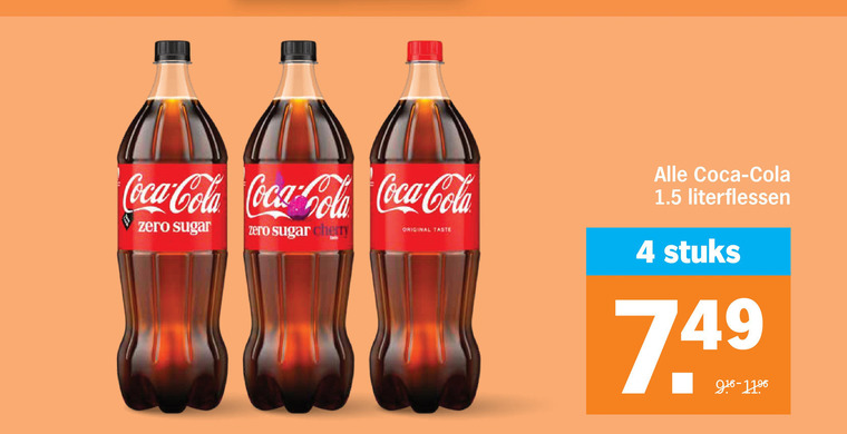 coca-cola cola 4 7 coca zero sugar cherry original taste literflessen stuks folder aanbieding bij Albert Heijn Coca-Cola cola folder aanbieding bij Albert Heijn - details