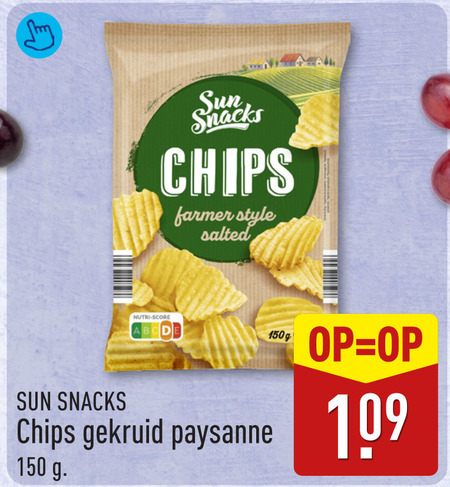 chips 150 sun snacks farmer style salted nutri score gekruid folder aanbieding bij Aldi