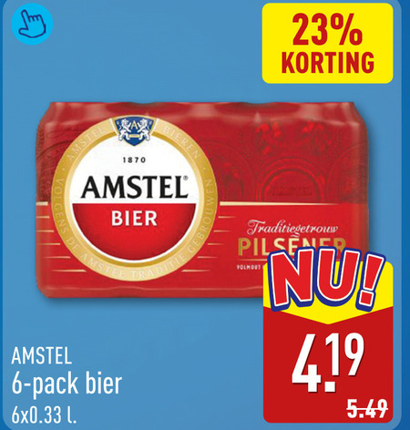 amstel blikjes bier 6 23 1870 bieren pack l traditiegetrouw pilsener folder aanbieding bij Aldi Amstel blikje bier folder aanbieding bij Aldi - details