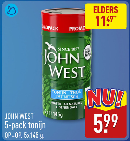 John West   tonijn in blik folder aanbieding bij  Aldi - details