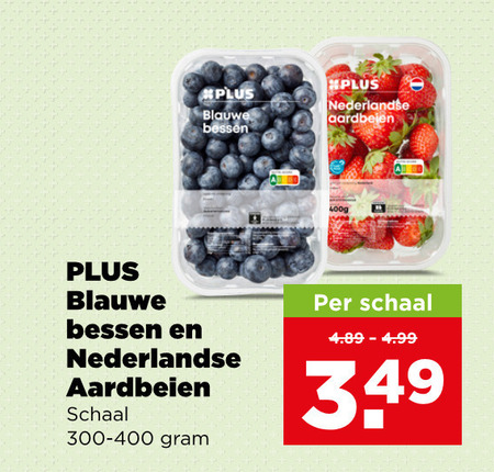 aardbeien blauwe bessen nederlandse schaal folder aanbieding bij Plus
