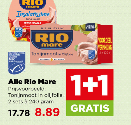 rio mare tonijn in blik 1 2 120 240 insalatissime gecertificeerd duurzame visseri www.msc.org nl tuna messicana italia tonijnmoot olijfolie recept voordeel folder aanbieding bij Plus Rio Mare tonijn in blik folder aanbieding bij Plus - details