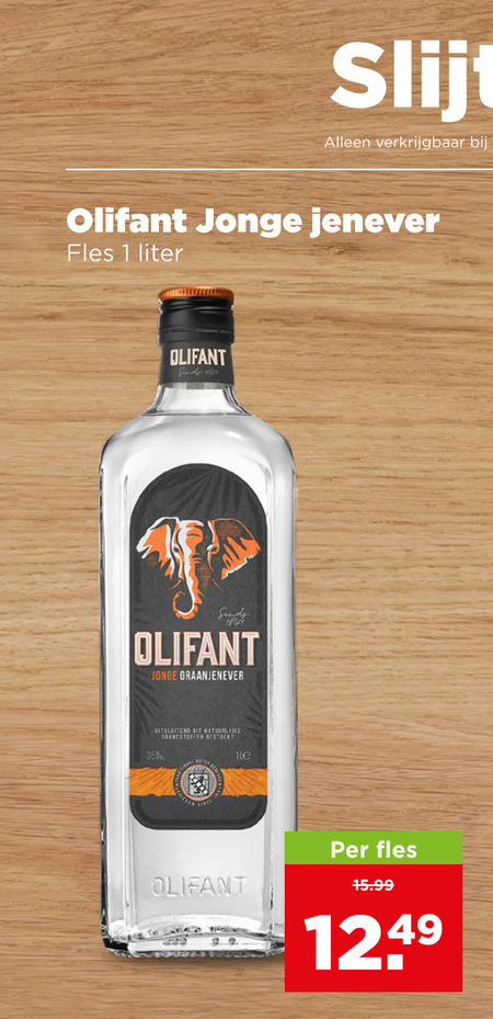 olifant jenever 1 35 jonge fles liter graanjenever folder aanbieding bij Plus Olifant jenever folder aanbieding bij Plus - details