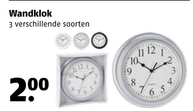 wandklokken 2 3 8 9 10 11 12 200 wandklok soorten folder aanbieding bij Poiesz