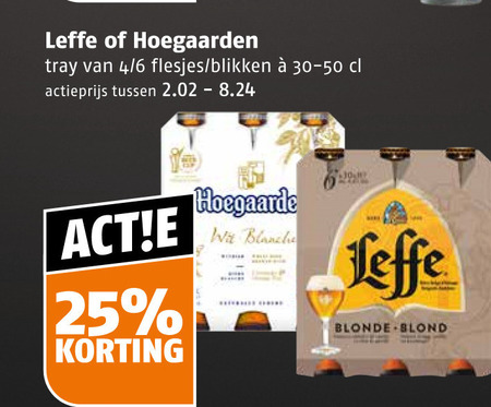 hoegaarden leffe blikjes bier speciaalbieren 25 30 tray 4 6 blikken actieprijs wit blanche blonde blond folder aanbieding bij Poiesz Hoegaarden blikje bier, speciaalbier folder aanbieding bij Poiesz - details