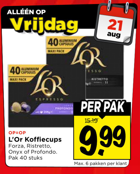 Douwe Egberts L Or   koffiecups folder aanbieding bij  Vomar - details