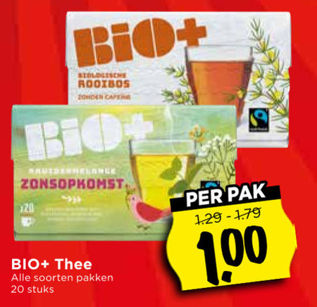 bio plus thee 20 100 120 biologische rooibos soorten pakken stuks pak folder aanbieding bij Vomar Bio Plus thee folder aanbieding bij Vomar - details