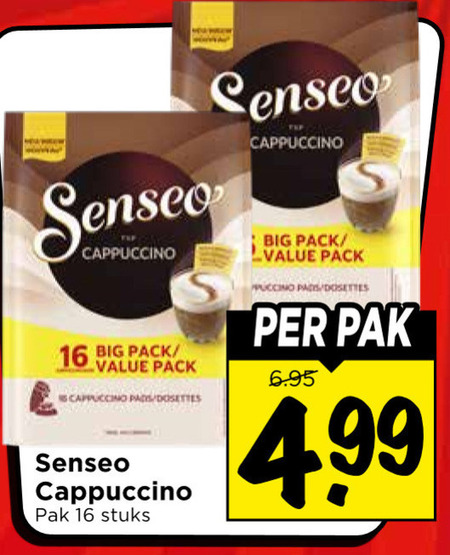 douwe egberts senseo koffiepads 16 cappuccino big pack pads posities pak stuks folder aanbieding bij Vomar Douwe Egberts Senseo koffiepad folder aanbieding bij Vomar - details