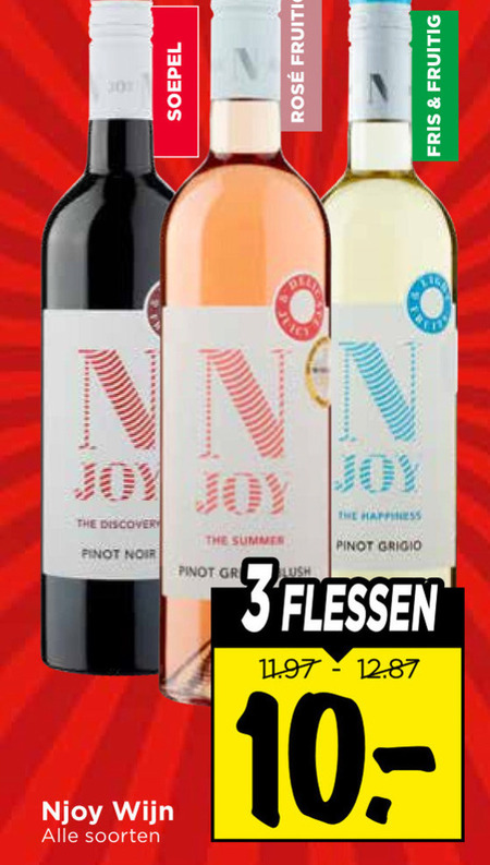 rode wijn witte rose 3 30 soepel rosee fruitig joy discover pinot noir njoy soorten summer happiness grigio fris flessen folder aanbieding bij Vomar