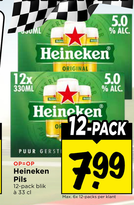 heineken blikjes bier 12 33 12x 330ml original puur pils pack blik 6x folder aanbieding bij Vomar Heineken blikje bier folder aanbieding bij Vomar - details