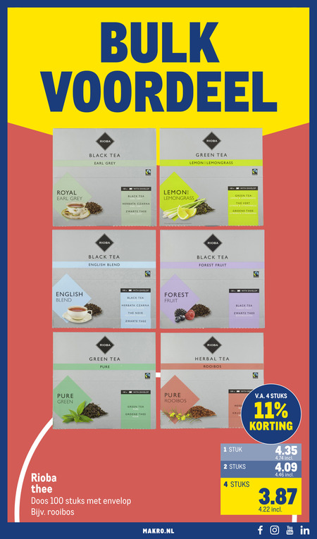 Rioba   thee folder aanbieding bij  Makro - details