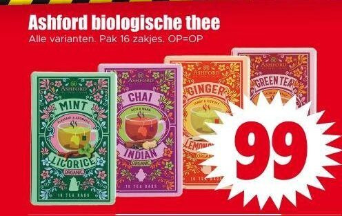 ashford and sons thee 16 99 biologische pak zakjes ginger green mint indian organic folder aanbieding bij Dirk Ashford and Sons thee folder aanbieding bij Dirk - details