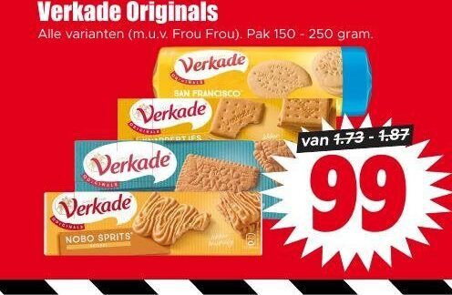 verkade biscuit 99 150 250 originals frou pak san francisco nobo sprits folder aanbieding bij Dirk Verkade biscuits folder aanbieding bij Dirk - details
