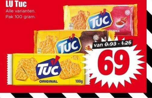 lu tuc zoutjes 69 100 pak paprika original 100g folder aanbieding bij Dirk Lu Tuc zoutje folder aanbieding bij Dirk - details