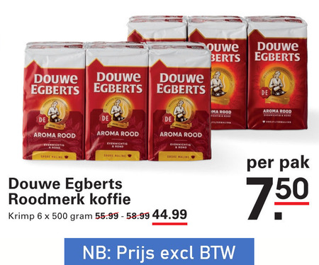 douwe egberts koffie 6 500 ouwe aroma rood evenwichtig grove roodmerk krimp pak folder aanbieding bij Sligro Douwe Egberts koffie folder aanbieding bij Sligro - details