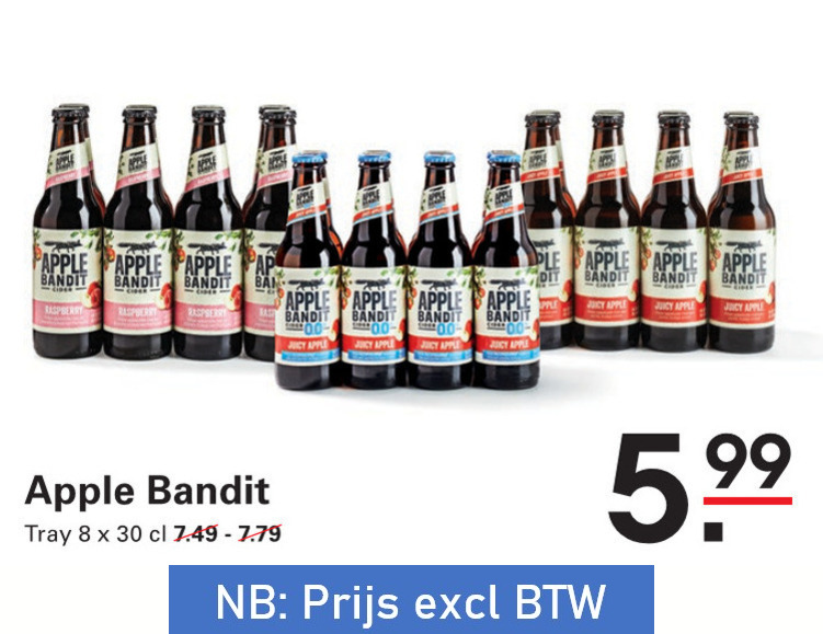 apple bandit appelcider 8 30 pap raspberry 00 juicy tray 5.99 folder aanbieding bij Sligro Apple bandit appelcider folder aanbieding bij Sligro - details
