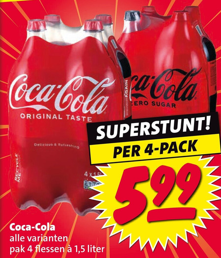 coca-cola cola 4 coca recycle original taste sugar pack pak flessen 1 5 liter tikes folder aanbieding bij Nettorama Coca-Cola cola folder aanbieding bij Nettorama - details
