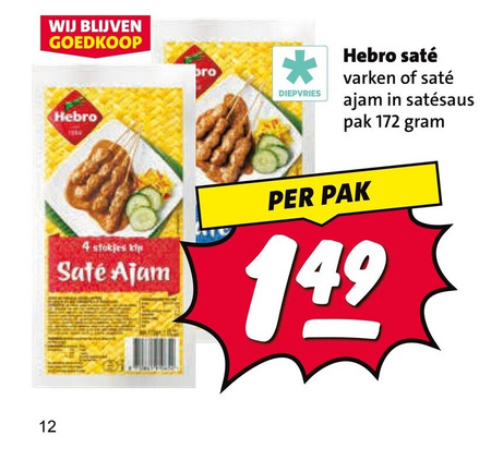 hebro satevlees 4 12 stokjes kip ajam diepvries varken pak folder aanbieding bij Nettorama Hebro satevlees folder aanbieding bij Nettorama - details