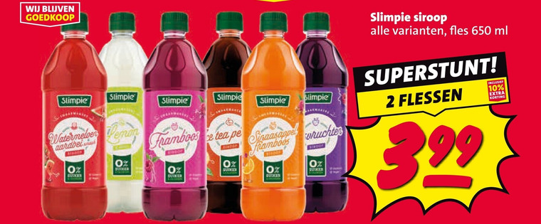 slimpie limonadesiroop 2 10 650 demon aardbei tea duiken oz sinaasappel framboos vruchten suiker siroop fles ml flessen folder aanbieding bij Nettorama Slimpie limonadesiroop folder aanbieding bij Nettorama - details