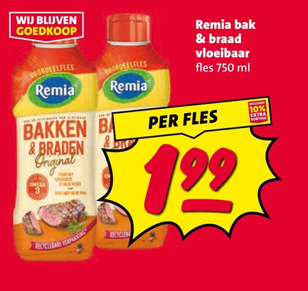 remia olie en vetten 3 10 750 bak braad vloeibaar fles ml bakken braden original omega recycle folder aanbieding bij Nettorama Remia olie en vetten folder aanbieding bij Nettorama - details