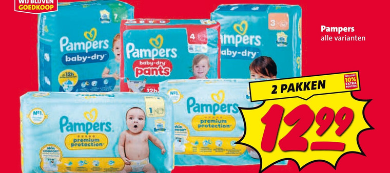 pampers luierbroekjes luiers 1 2 3 10 baby dry pants comfort premium protection pakken skin folder aanbieding bij Nettorama Pampers luierbroekjes, luiers folder aanbieding bij Nettorama - details