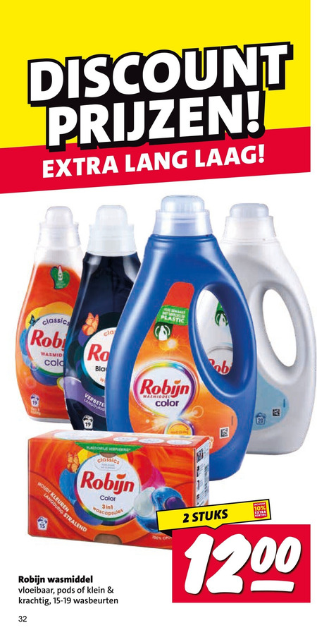 robijn wasmiddel 2 10 15 19 32 100 discount lang laag classics rob cold color wascapsules kleuren langdurig vloeibaar klein wasbeurten plastic ob stuks folder aanbieding bij Nettorama Robijn wasmiddel folder aanbieding bij Nettorama - details