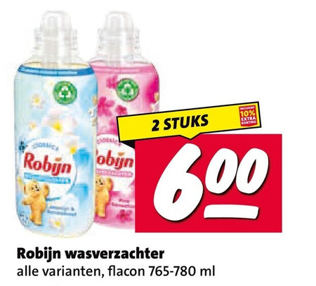 robijn wasverzachter 2 10 600 stuks code flacon ml folder aanbieding bij Nettorama Robijn wasverzachter folder aanbieding bij Nettorama - details