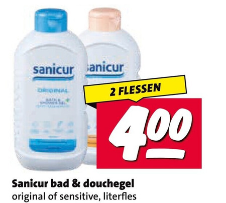 sanicur douchegel 2 original shower flessen bad sensitive folder aanbieding bij Nettorama Sanicur douchegel folder aanbieding bij Nettorama - details