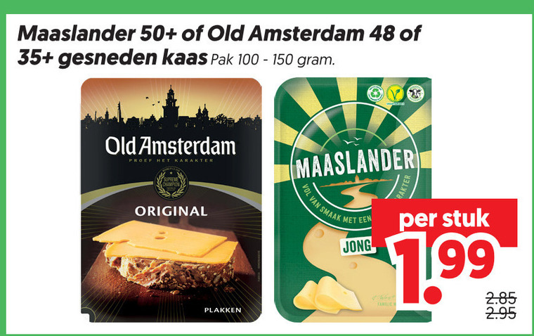 old amsterdam maaslander kaasplakken 48 100 150 50 35 gesneden kaas pak proef karakter original jong familie stuk folder aanbieding bij Dekamarkt Maaslander kaasplakken folder aanbieding bij Dekamarkt - details