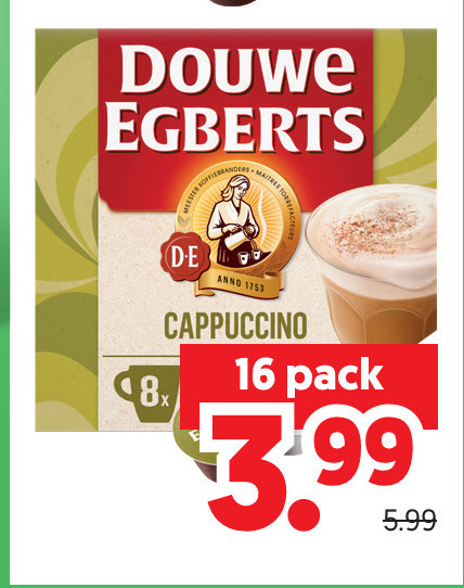 douwe egberts dolce gusto capsules 16 koffiebranders maitres torre d.e anno 8x cappuccino pack 3.99 5.99 folder aanbieding bij Dekamarkt Douwe Egberts dolce gusto capsules folder aanbieding bij Dekamarkt - details